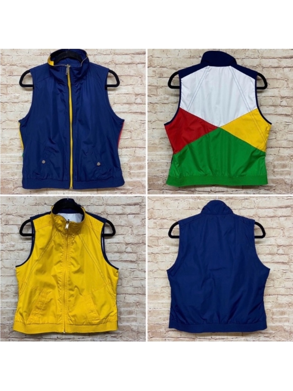 LRL Ralph Lauren Reversible Vest Size L Petite Nautical Full Zip Color Block